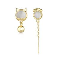 new fashion lovely asymmetrical drop earrings cute cate opal stone ball pendant chain tassel mini ear piercing accessories gifts