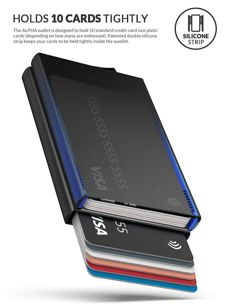 2022 new card case metal with rfid nfc protection card wallet men wallet double aluminum card case for 10 cards free global shipping