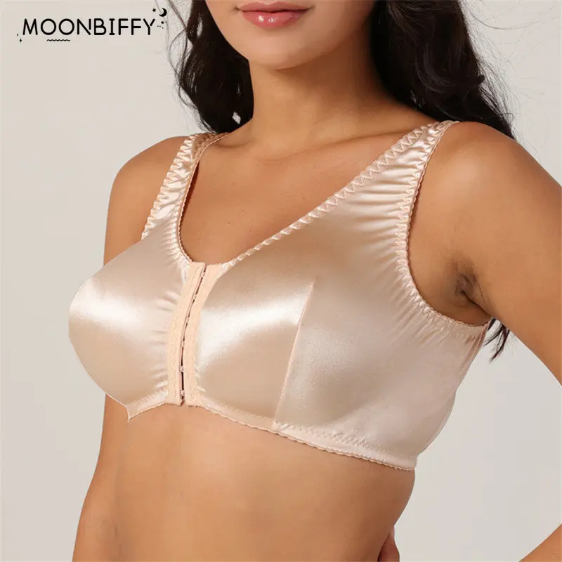 

Женский полноразмерный бюстгальтер, удобный и поддерживающий атласный бюстгальтер большого размера из искусственного шелка, без вкладыше...