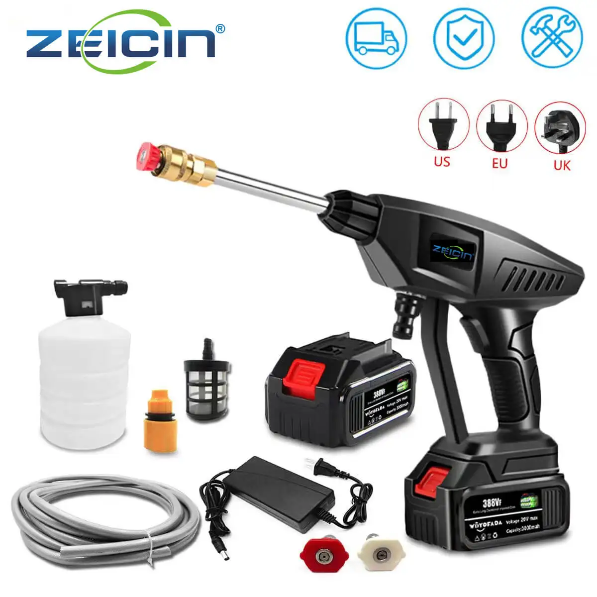 

Wireless Electric Car Washer High Pressure Cleaner Gun With 24V Lithium Battery Water spraying Foam Head