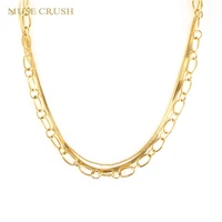 muse crush punk vintage layered necklace high quality gold color plating stainless steel chunky thick link chain choker necklace