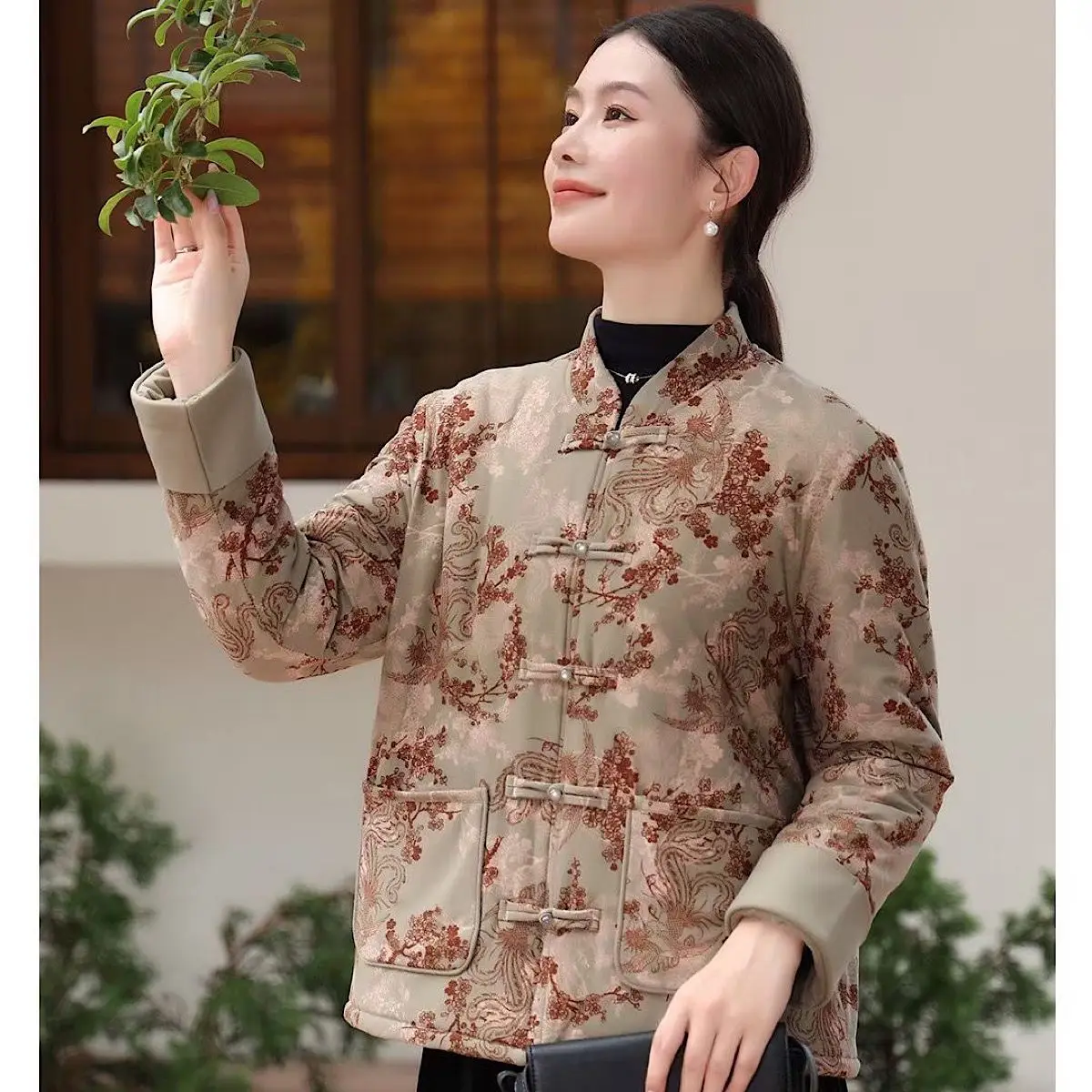 Хлопковая стеганая куртка с цветочным узором Mori Shepherd 850 китайская