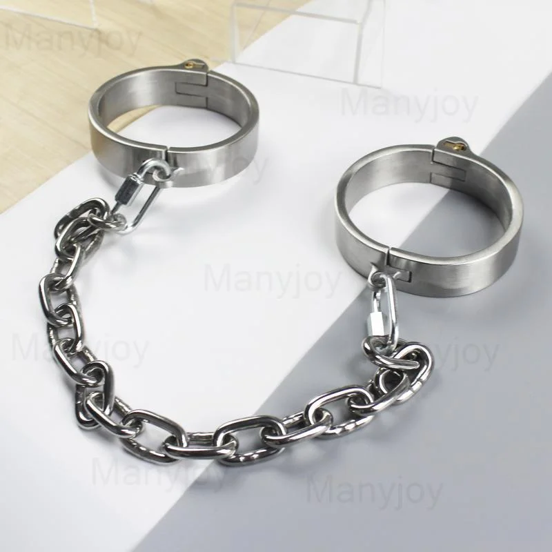 

Stainless Steel Handcuffs Ankle Cuffs Slave BDSM Bondage Set with Detachable Chain Adult Game Sex Toys Men Woman Couples