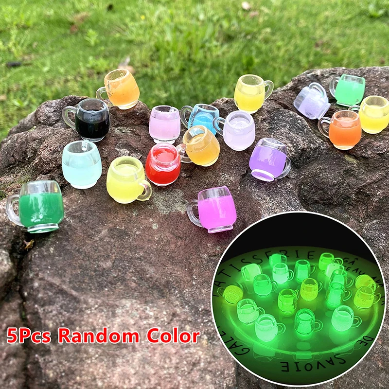 

5Pcs Luminous Shot Glass Mini Color Wine Cup Ornament Micro Landscape Decoration Dollhouse Miniature Toy