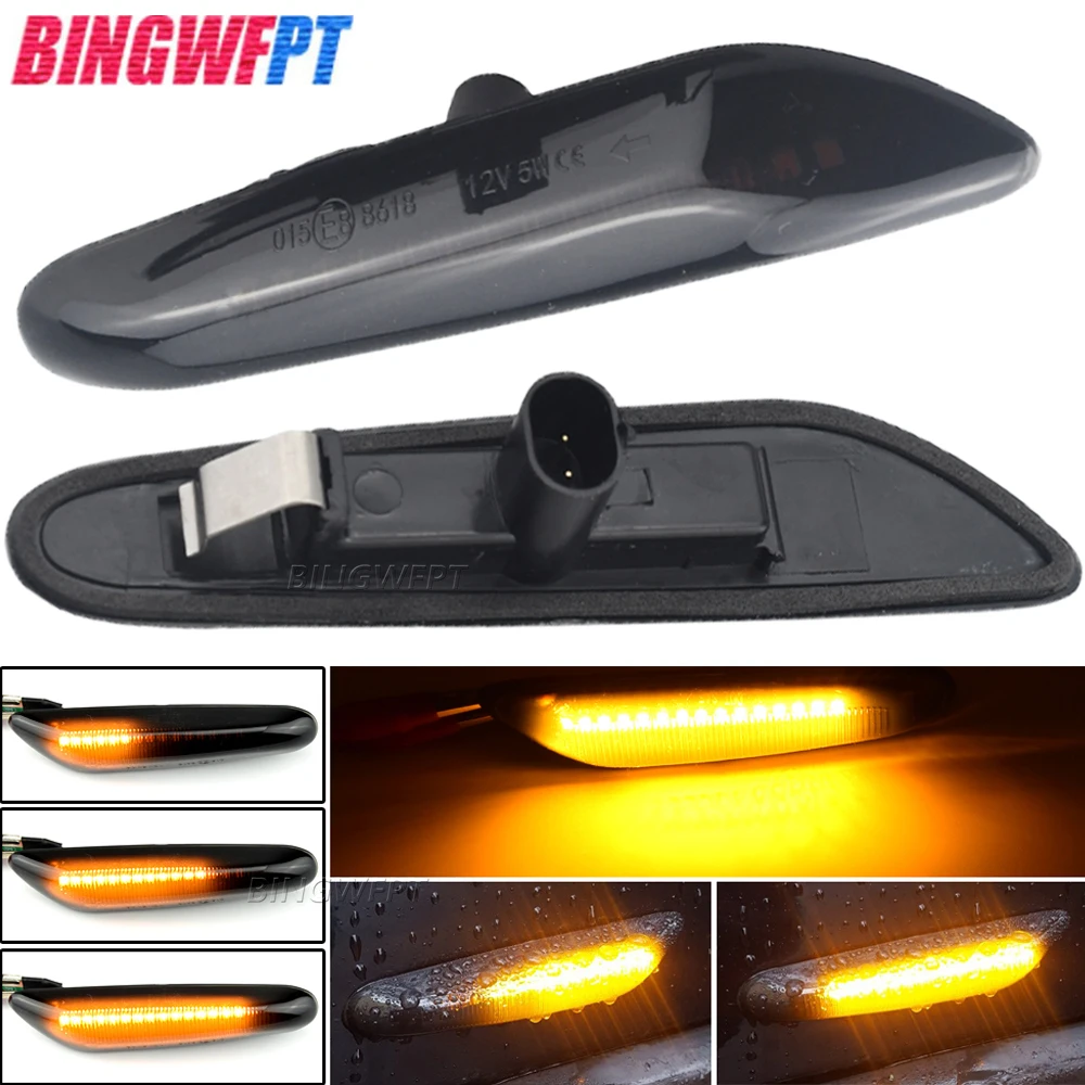 

2PCS NEW Dynamic Flowing Sequential Blinker Lights LED Side Marker Turn Signal Light For BMW E90 E91 E92 E93 E60 E87 E82 E61 E46