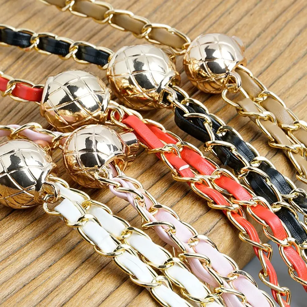 

Женская сумка на цепочке, сумочка на плечо, плетеная металлическая цепочка, круглая шаровая цепь, регулируемая ручка