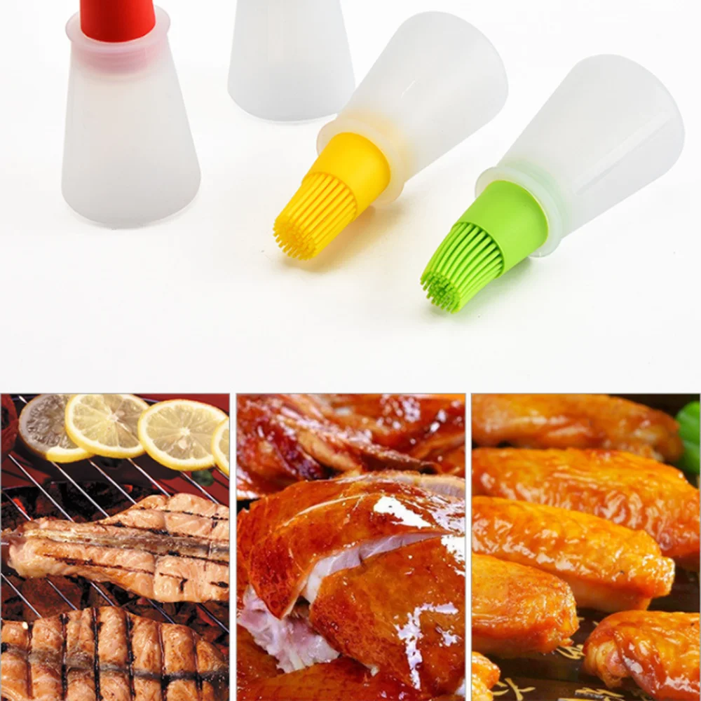 

1Pc Barbecue Brush Silicone Basting Brush Heat Resistance Food Grade BBQ Baking Oil Bottle with Brush Kitchen Cooking Gadgets