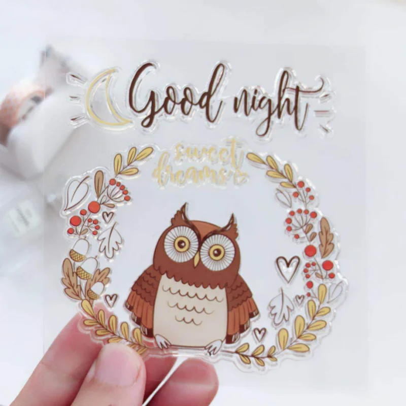 

Good Night Owl Transparent Silicone Finished Stamp DIY Scrapbooking Rubber Coloring Embossed Diary Stencils Decoration Reusable