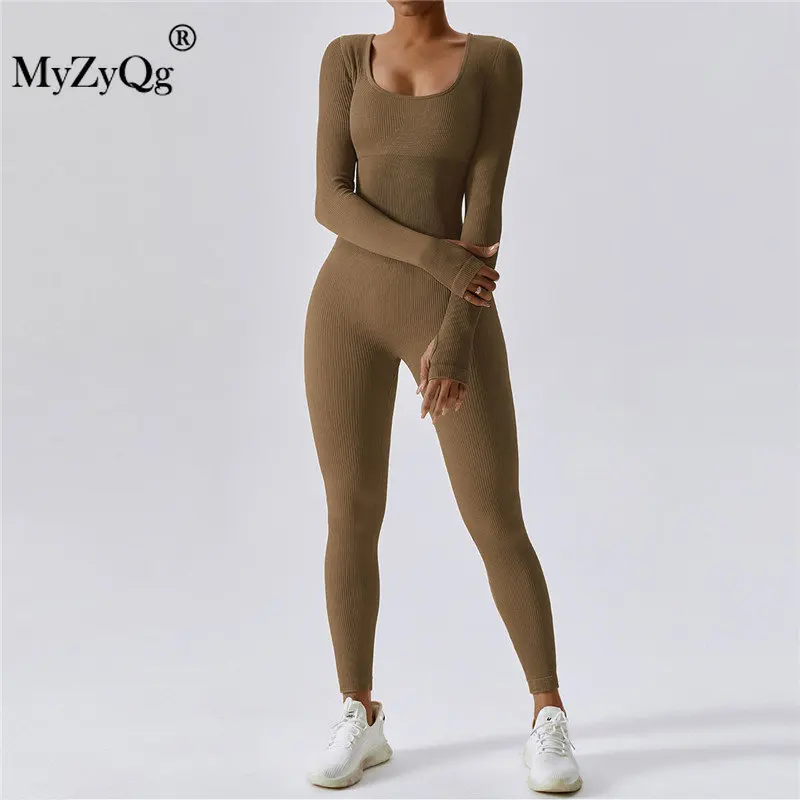 

MyZyQg женский бесшовный комбинезон для балета, танцев, аэройоги с длинным рукавом, нагрудный комбинезон, фитнес, спортивный костюм для бега, спортивная одежда для тренажерного зала
