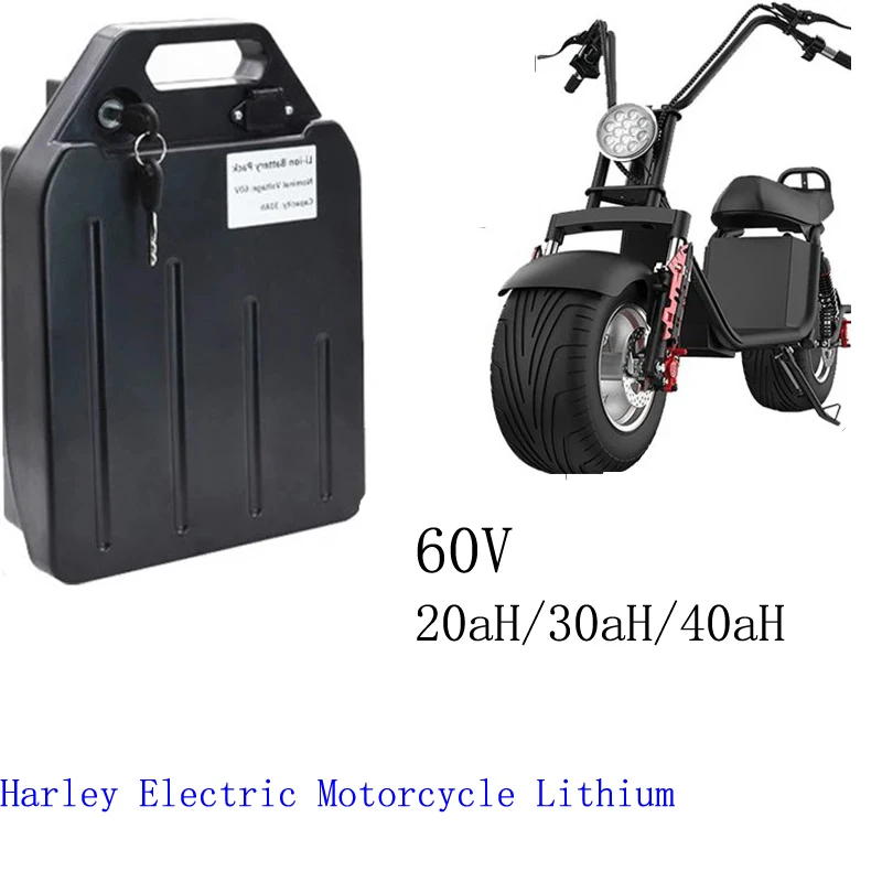 

Original 60V 20ah 30ah 40ah moped waterproof lithium battery pack CELL 300-1800W for Harley Electric Citycoco Scooter Bicycle