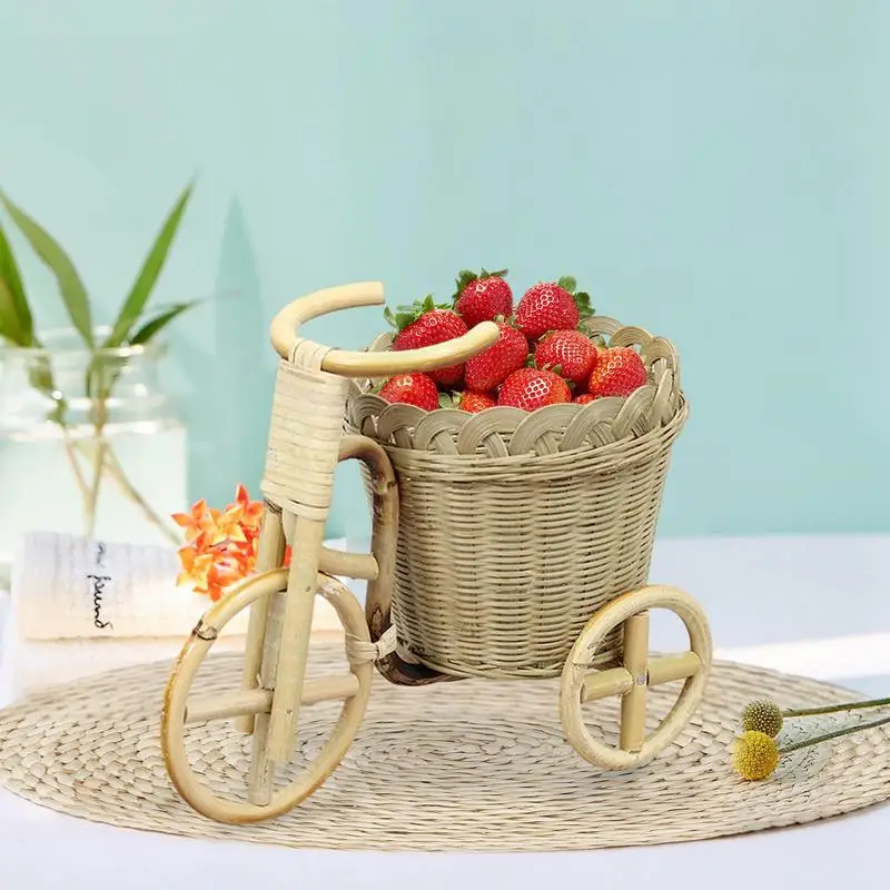 

Мини-трицикл плетеная корзина для фруктов, органайзер для фруктов и еды, художественное ремесло, украшение для сушеных орехов, ведро, Декор для дома, гостиной