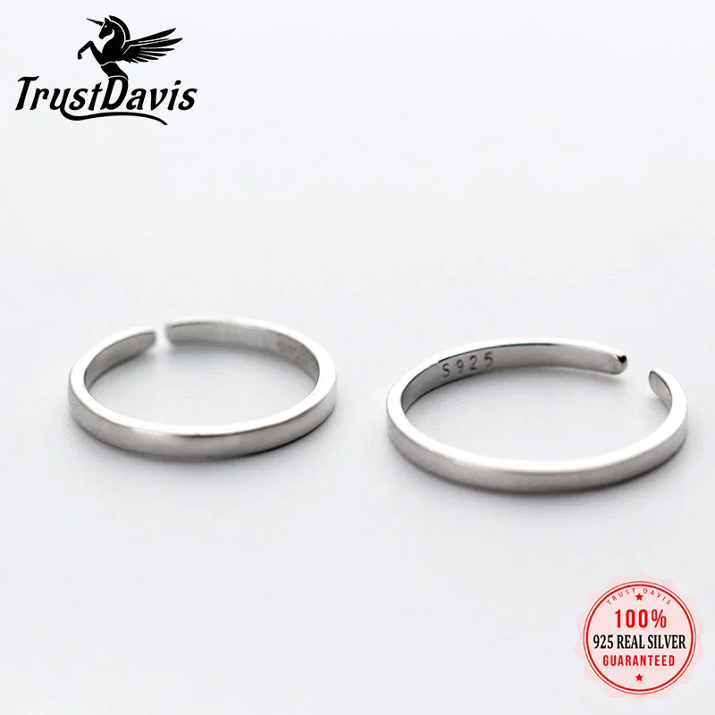 

Trustdavis Authentic Minimalist 925 Sterling Silver Fashion Simple Smooth Adjustable Ring For Man&Women Wedding Jewelry DA1090