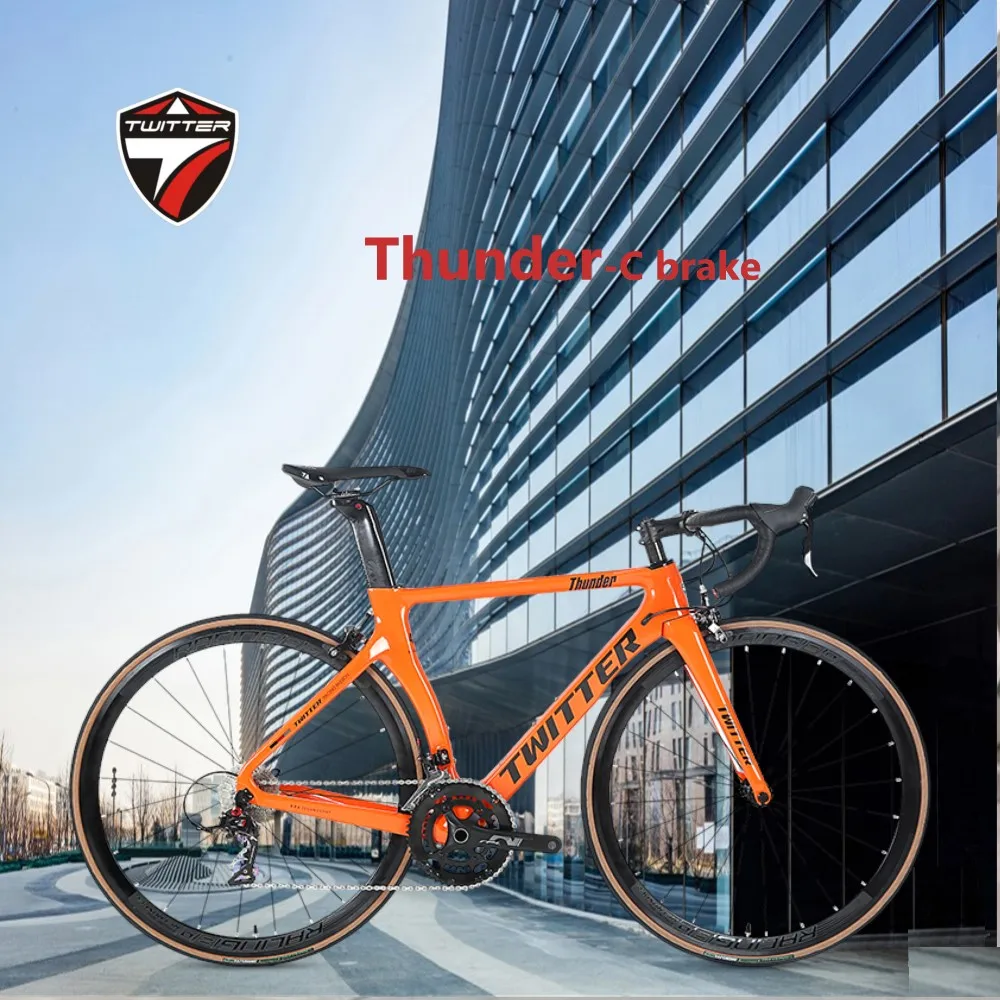 

TWITTER Bicycle Thunder RS-22S C Brake T800 Carbon Fiber Road bike Quick Release 135mm Inner Wiring 700C46cm/48cm/50cm/52cm/54cm