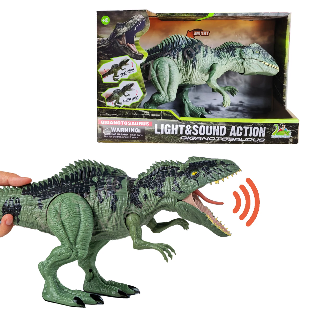 Фото Мир Юрского периода Dominion Strike N Roar Giganotosaurus Игрушка-динозавр с ярким движением, звуком и световым эффектом, детский подарок на день рождения №1