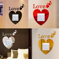 1pcs acrylic mirror stickers love switch stickers switch socket home diy decoration self adhesive mirror switch wall protection