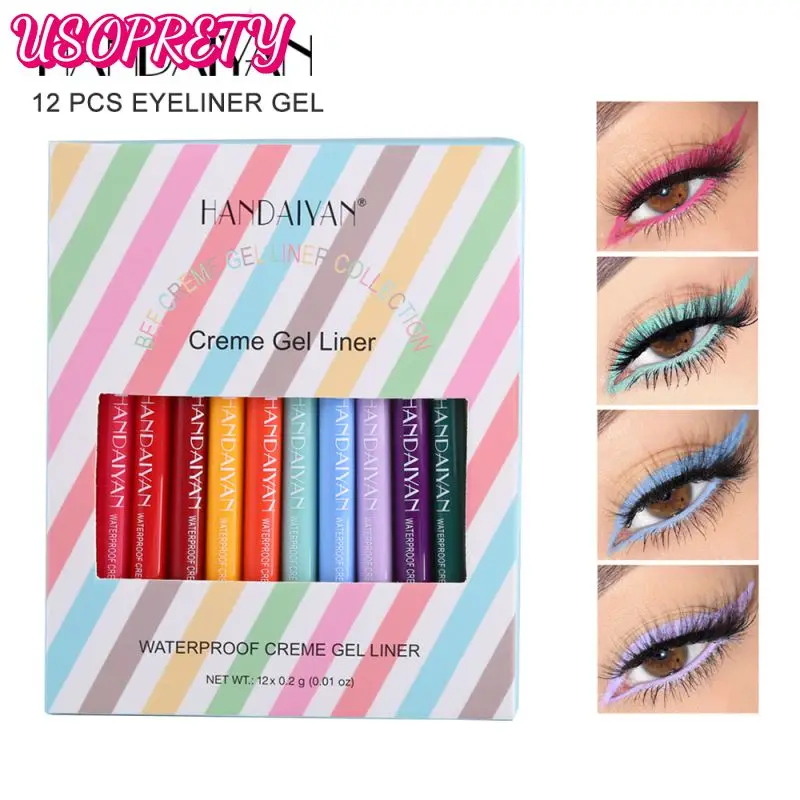 

HANDAIYAN 12 Colors/pack Matte Color Eyeliner Kit Makeup Waterproof Colorful Eye Liner Pen Eyes Make Up Cosmetics Eyeliners Set