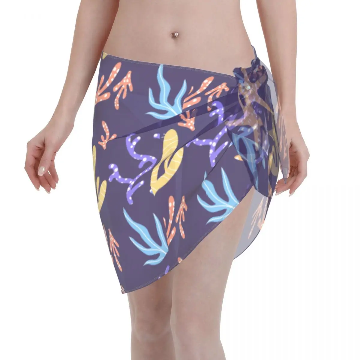 

Короткая юбка с запахом и морскими водорослями, синяя Морская звезда, Короткие стринги, купальник, женская накидка, Пляжное бикини, шарф для плавания, купальник