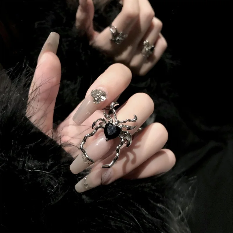 

Gothic Metallic Liquid Ring Big Spider Adjustable Animal Rings Reptile for Men Women Fashion Punk Boy Girl Birthday Jewelry Gift