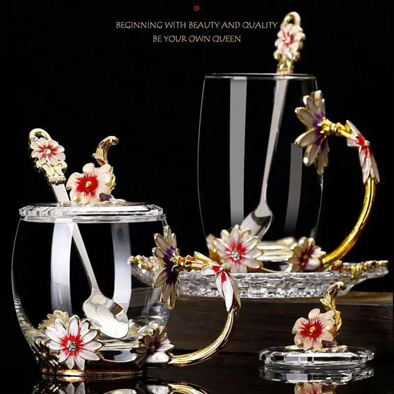 Высококачественная эмалированная Хрустальная кружка стакан для чая розы