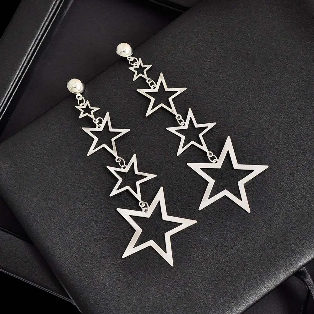 

1Pair Women Fashion Dangle Long Earrings Hollow Out Star Moon Sun Asymmetry Geometric Drop Earrings Girls Charm Jewelry Gifts
