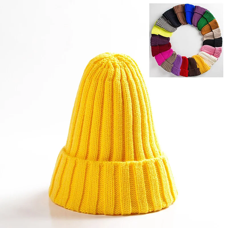 

Winter Beanies Hats For Women Men Warm Pointed Knitting Thicken Caps Casua Solid Color Female Fashion Hats