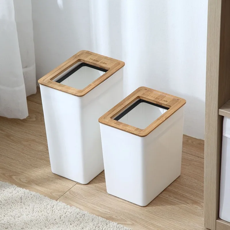 

Fashion White Trash Can No Lid Minimalist Style Kitchen Bedroom Bathroom Garbage Bucket Rubbish Storage Bin Home Cleaning Supply