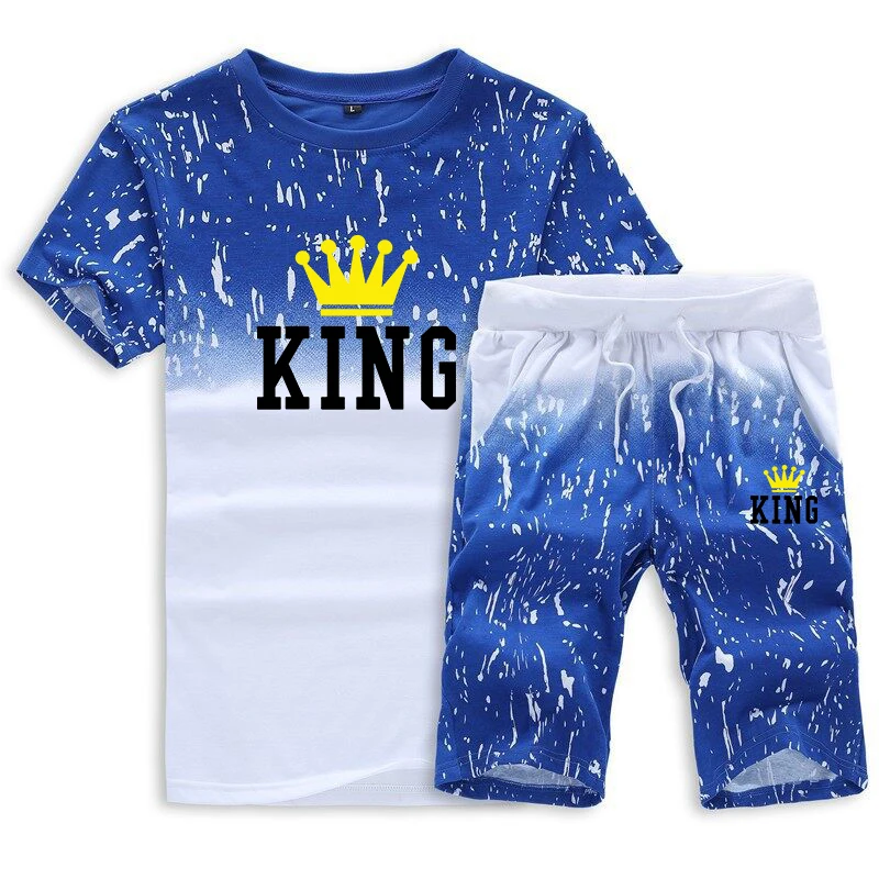 New Summer Men's Fashion Sports Suit Cotton Print T-shirt Shorts Comfortable Short-sleeved Shorts