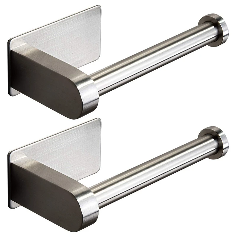 

2X Self Adhesive Toilet Paper Holder-Bathroom Toilet Paper Holder Stand No Drilling Stainless Steel Brushed