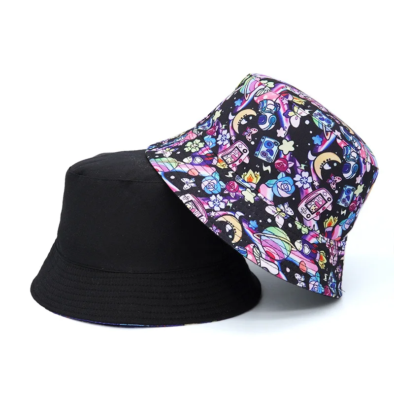 

Unisex Fisherman Hat Summer Double-sided Printed Women's Hats Outdoor Sun Cap Men's Classic Panama Fisherman Caps 2023 Fashion