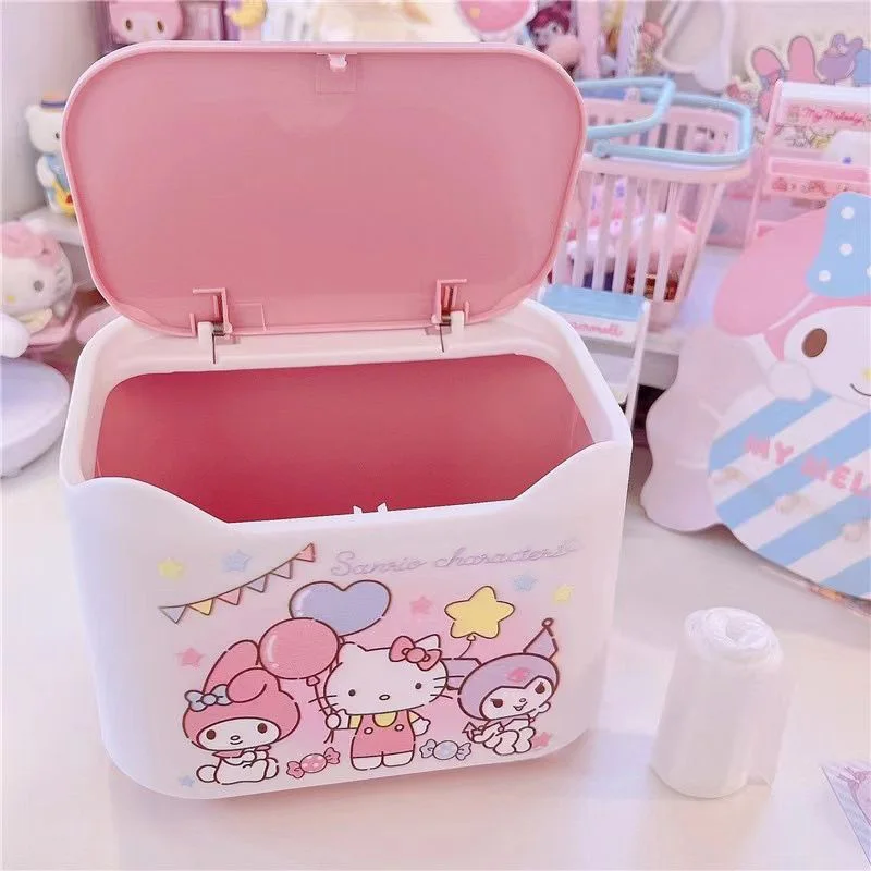 

Милый Sanrio Kawaii Hello Kitty аниме всплывающая крышка мусорная корзина Kuromi мультфильм My Melody настольная бумага для хранения ведро коробка игрушки
