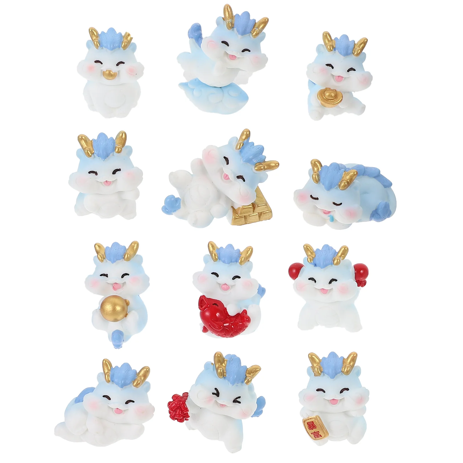 

12Pcs Desktop Dragon Figurine Lawn Yard Decoration Adorable Craft Dragon Statue for Garden (Mix Style)