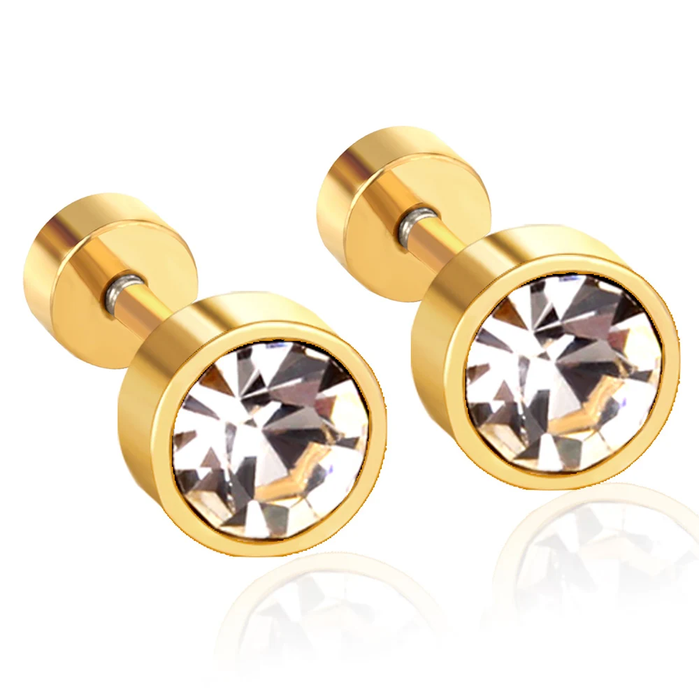 

Simple Generous Stainless Steel Stud Earring Silver Gold Color Water Proof Hoop Earrings For Women Men Round Circle Jewelry