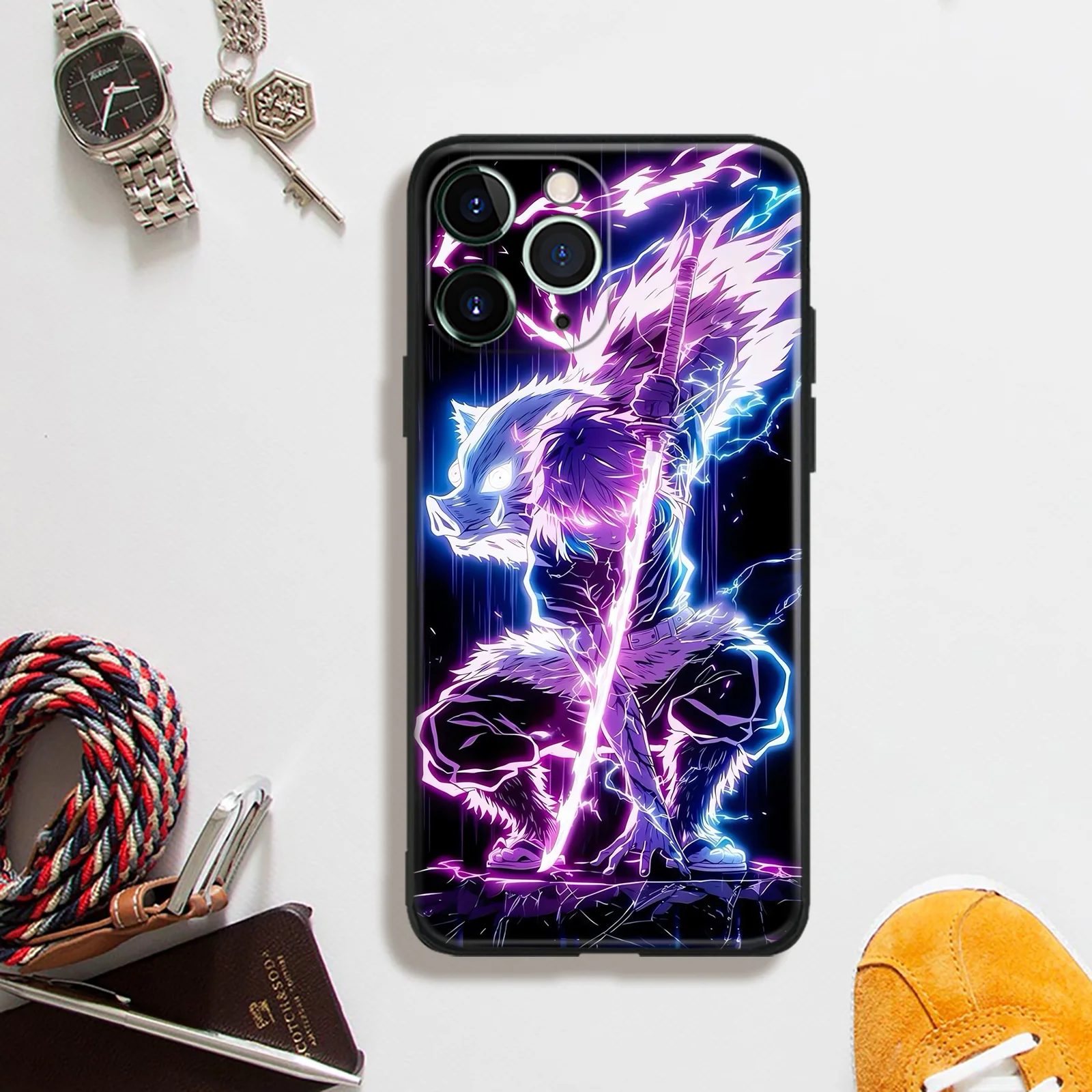 Inosuke Hashibira Аниме Мягкий силиконовый стеклянный чехол для телефона в стиле манга