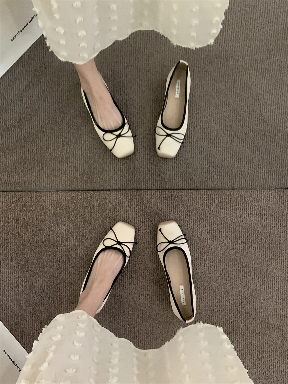 

Retro Woman Shoes Soft Female Footwear Autumn Low Heels Slip-on Bow-Knot Modis Shallow Mouth Boat Dress Grandma Fall Slip On But