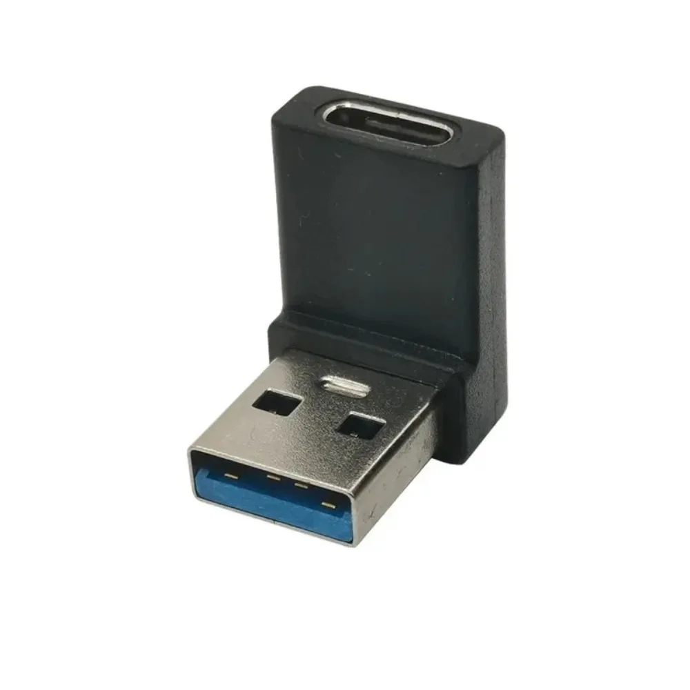 Фото Адаптер USB-C с угловым разъемом 90 градусов (вверх, вниз, влево, вправо), конвертер USB 3.0 A (штекер) в Type-C (гнездо) для зарядки ноутбуков №5