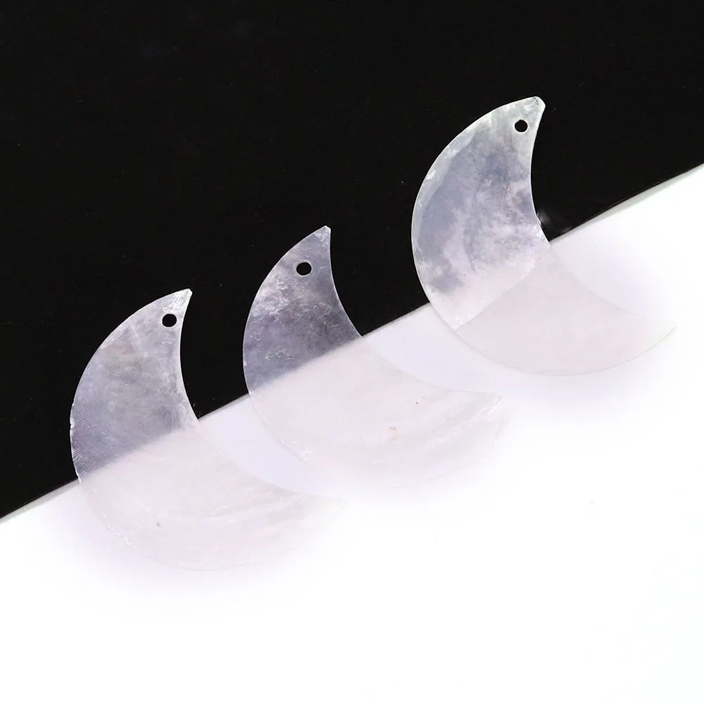 

Натуральная подвеска в форме ракушки в форме Луны 22x50 мм, элегантная и модная женская бутиковая бижутерия «сделай сам», ожерелье, серьги, аксессуары