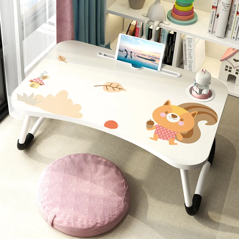 

Laptop Desk 2021 New Desk Bed Small Table Foldable Student Dormitory Simple Computer Desk Cartoon Learning Lazy Table Folding Ta