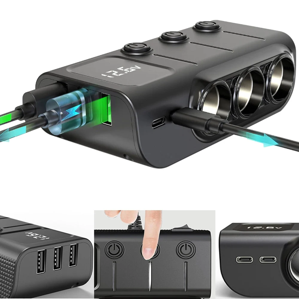 120 Вт 3 в 1 три USB-розетки Автомобильный прикуриватель Адаптер 12 В 24 Разветвитель