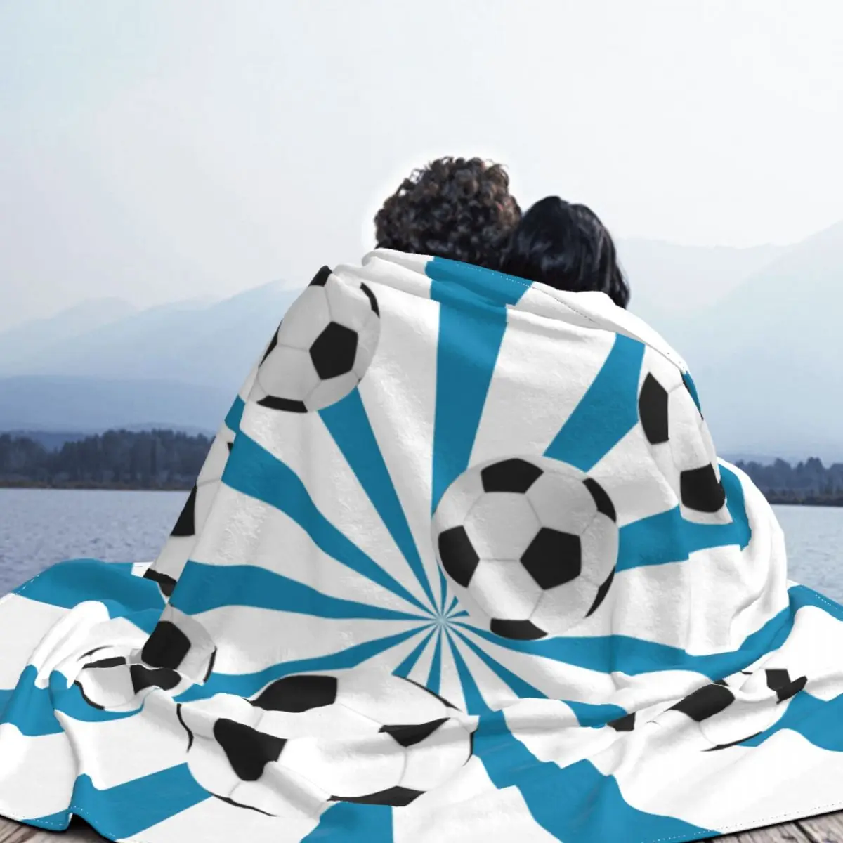 Вязаное одеяло с мячиками футбол спорт пушистое домашний диван портативное