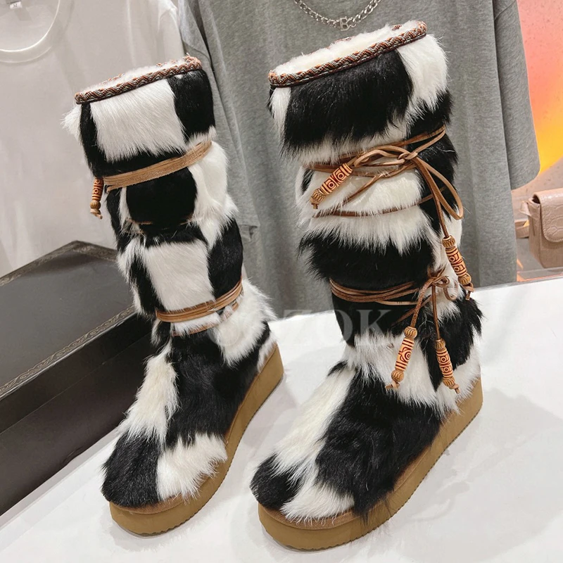 

Теплые женские зимние ботинки, новинка 2023, короткие ботинки на толстой подошве в стиле интернет-знаменитостей, женская обувь из шерстяного материала на платформе с широким носком