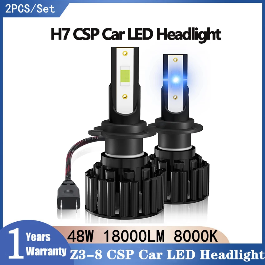 

Z3-8 H4/9003 Auto Bulb H7 CSP Car LED Headlight Bulbs H4 Hi-Lo Beam 48W 18000LM 8000K Automobiles Headlamp Fog Lights 12V 24V