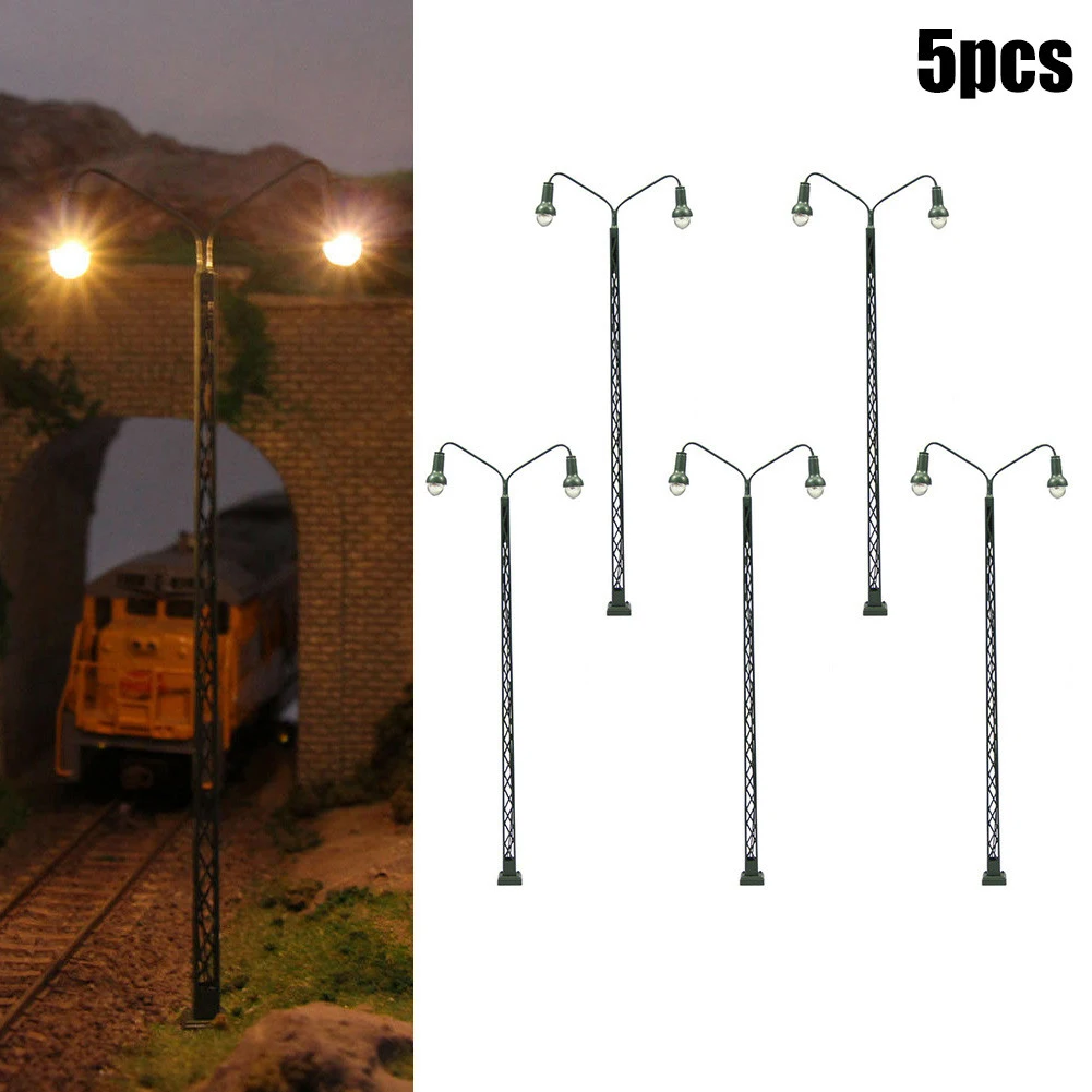 

5pc Model Railway Lamps Lattice Mast Light HO 1:87 Scale LED Street Light Train Layout Toys Garden Decoration Crafts Miniature