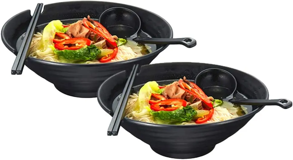 

2 Pièces Japonais Ramen Bol Set, 1000ML Bols à Soupe avec Baguettes et Cuillère, Cuisine Restaurant Hôtel Vaisselles Utilis