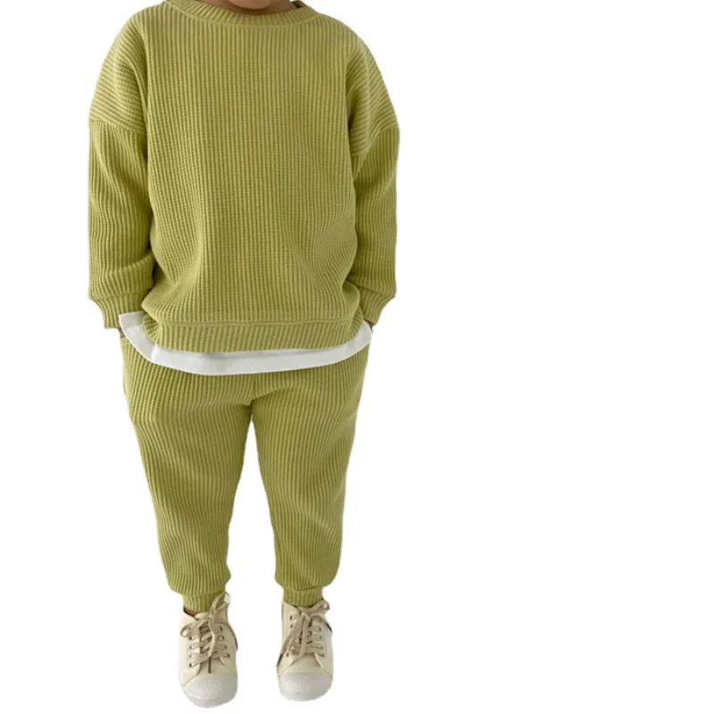 

Spot Korea baby baby children's wear smiling face 2022 leisure sweater baby sports pants spring two-piece
