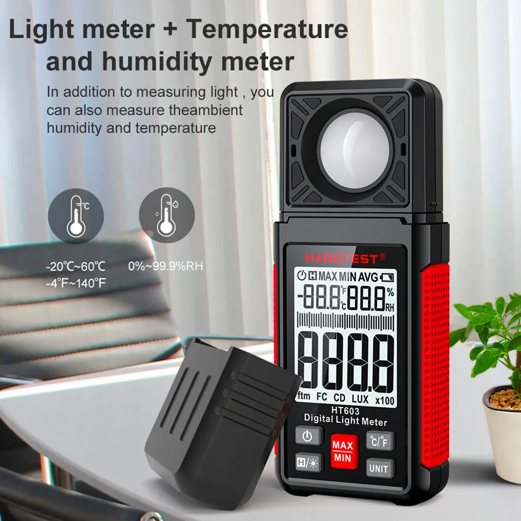 

Digital Illumination Meter Handheld Light Tester Gauge Humidity LCD Display