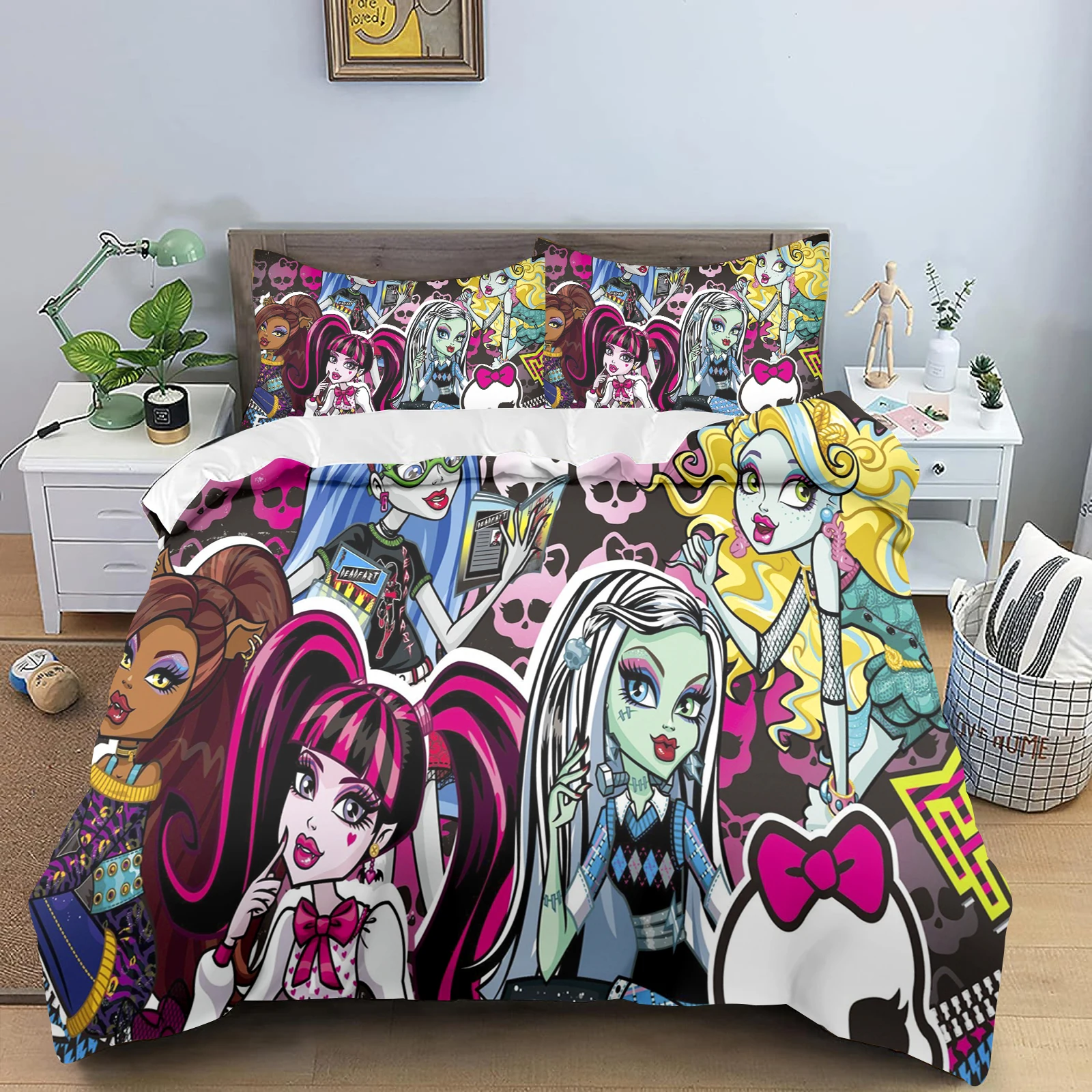 Пододеяльник Monster High с героями мультфильмов аниме-одеяло милое постельное белье