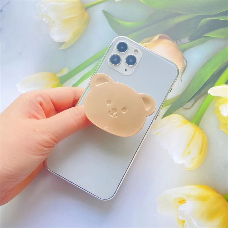 

Cute Bear Phone Holder Griptok Metal Paste Phone Grip Support for IPhone Samsung Xiaomi Grip Tok Folding Handband Finger Stand