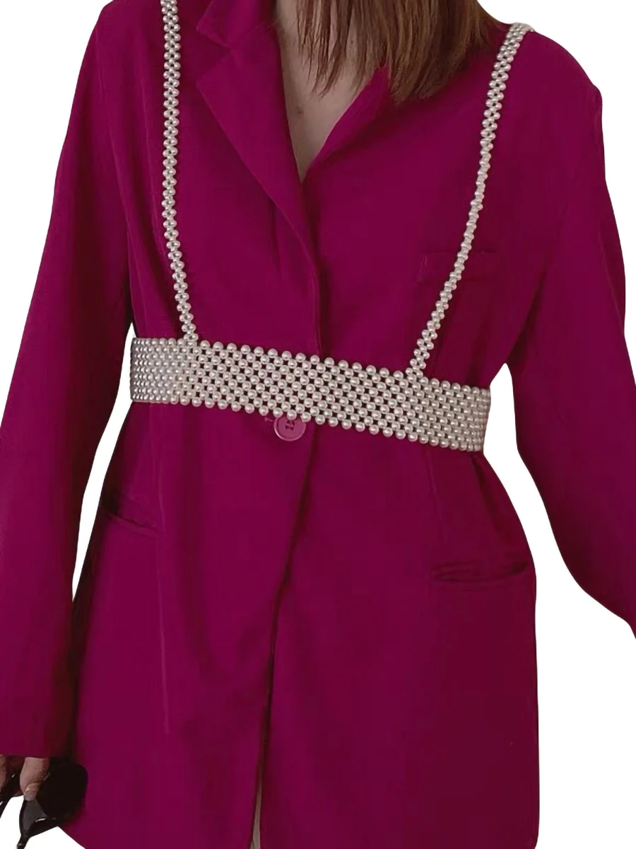 

Женский пояс-слинг с искусственным жемчугом, простой свободный пояс для тела, аксессуары для платьев