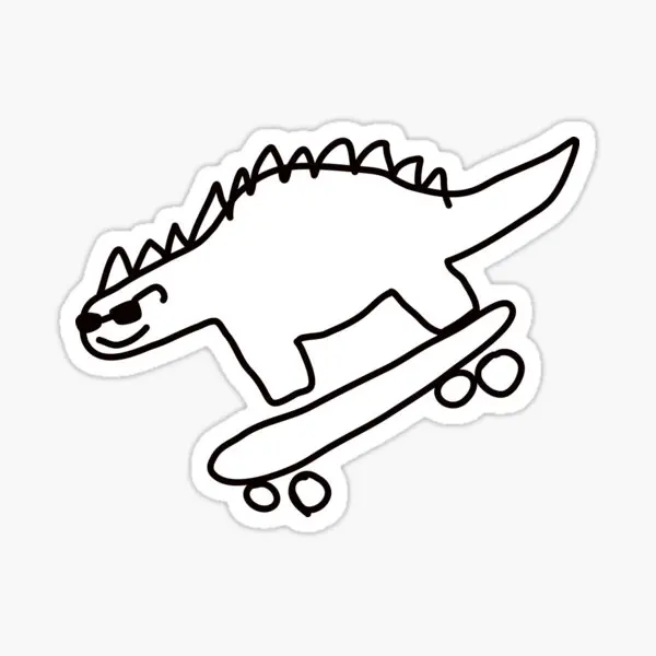 

Dino Skateboarding 5PCS Stickers for Car Laptop Home Cartoon Room Water Bottles Anime Luggage Kid Living Room Background Print