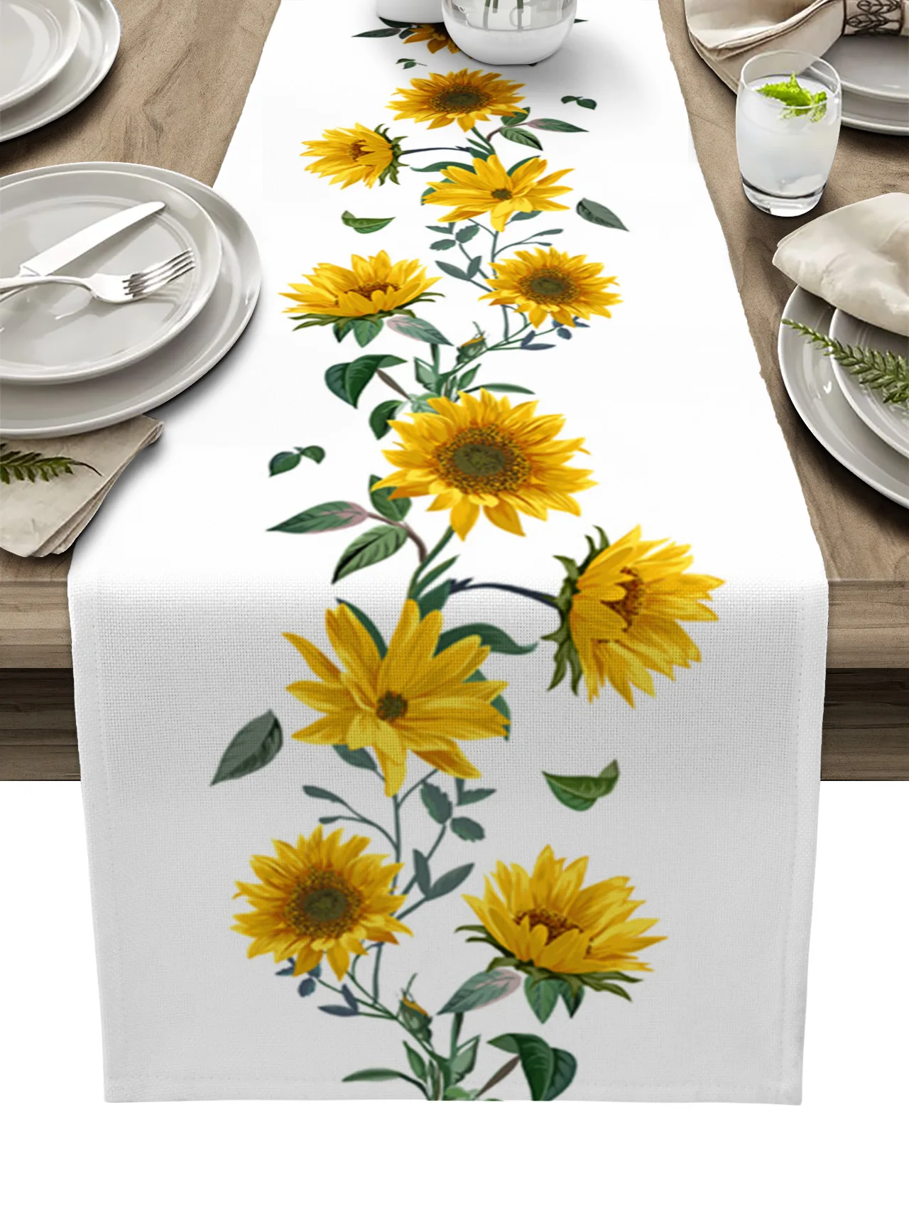 

Подсолнуховая текстура Ретро Настольная дорожка свадебное украшение искусственный Декор хлопчатобумажная льняная настольная дорожка